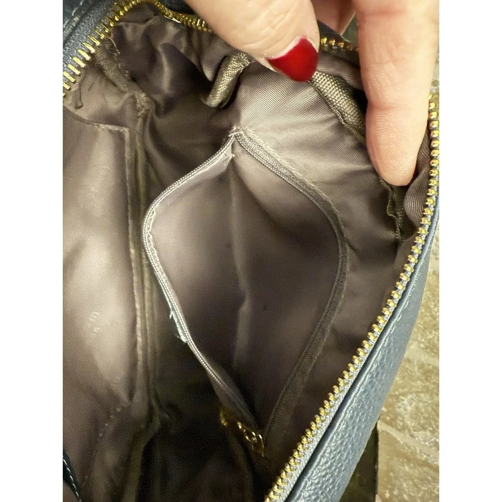 Pom Pom London Original‎ Plus Mayfair Slate Blue Leather, Pom-Pom & skinny strap